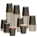 Produktbild: Packung mit 100 Schwarz-Goldenen Party-Papierbechern, 9 OZ/250ml Gold Polka D...