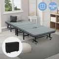 Produktbild: ECD Germany Gästebett 90x200 cm, Klappbares Einzelbett mit Matratze/Polster, Reisebett auf 8 Rädern, Stahlrahmen