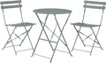 Produktbild: BELIANI Balkonset Grau Stahl 3-Teilig Runder Tisch mit 2 Stühlen Zusammenklappbar Modern Französicher Stil Terrasse Garten Outdoor Ausstattung