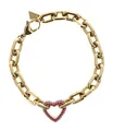 Produktbild: GUESS Beloved Pave Heart Chain Bracelet S Armband Yellow Gold / Pink goldfarben