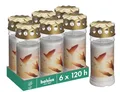 Produktbild: Bolsius Grablicht - Weiß - Set 6 Stück - Länge Brenndauer 120 Stunden - Trauerkerze & Gedenkstätte Kerzen - mit Motiv - Taube - Unparfümierte - Ohne Palmöl - Nr5