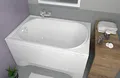 Produktbild: ECOLAM® Badewanne Mini Polimat kleine Wanne Rechteck Acryl weiß 100x65 cm + Schürze Ablaufgarnitur Ab- und Überlauf Automatik Füße Silikon Komplett-Set