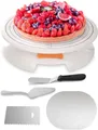 Produktbild: Praknu Tortenplatte Tortenplatte Drehbar Set 5 - teilig - 30cm Drehteller - rutschfest, Plastik-Edelstahl, (Set), 5-teilig - 30cm Drehteller - rutschfest - Zum Dekorieren und Verzieren