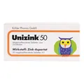 Produktbild: Unizink 50 magensaftresistente Tabletten, effektive Zinkversorgung für ein starkes Immunsystem, gesunde Haut, Haare und Nägel sowie zur Vorbeugung von Erkältungen und Müdigkeit, 20 St