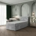 Produktbild: Masseno Boxspringbett PISA 90 90x200 cm Komplett-Set mit Bonell Matratze und Topper, Polsterbett mit Bettkästen -Hellgrau, TILIA 86