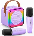 Produktbild: Karaoke Maschine mit 2 Mikrofonen Geschenk Spielzeug für 3-15 Jahre Mädchen J...