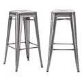 Produktbild: Duhome Barhocker Eisen Barstühle 2er Set, Sitzhöhe 76cm Tresenhocker, Stapelbar Metall Bistrohocker mit Fußstütze im Industry Design, Metallic Braun