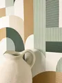 Produktbild: Newroom Tapete Weiß Vliestapete Streifen - Mustertapete Modern Grün Braun Linien Bogen Boho-Tapete Boho Ethno-Muster Retro inkl. Tapezier-Ratgeber