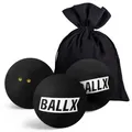 Produktbild: BallX 3x Squash Ball Doppelter Gelber Punkt (sehr langsam) - Profibälle - XS8000