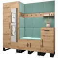 Produktbild: Abiks Möbel Garderoben-Set, Eiche Artisan, Mintgrün, Holz, Nachbildung, 2-Sitzer, 8 Fächer, 1 Schubladen, 200x196x45.6 cm, Garderobe, Garderoben-Sets & Serien, Garderoben-Sets