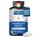 Produktbild: Magnesium Malat 2250mg pro Tag, 240 vegane Kapseln - 450 mg elementares Magnesium pro Tag - Für Energiestoffwechsel, Müdigkeit & Muskelfunktion - hochdosiert & laborgeprüft in Deutschland