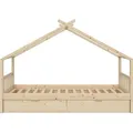 Produktbild: Hausbett Vitalispa Design Naturholz 90x200 cm mit 2 Schubladen, Model 37051 - Braun