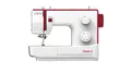 Produktbild: CARINA Classic II Nähmaschine I 23 Stichprogramme I Einfädelhilfe I Auto-Fadenspannung & Fadenabschneider I LED-Nählicht I Einstellbare Stichlänge & Stichbreite I Mechanische Nähmaschine (weiß-rot)