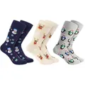 Produktbild: BRUBAKER Socken 3 Paar Weihnachtssocken - Lustige Socken für Damen und Herren (mit Weihnachtsmotiven - Schneemann, Rentier und Pinguine, 3-Paar, Baumwollsocken) - Blau, Beige und Grau - Geschenk Weihnachten beige|blau|bunt|grau 35-40