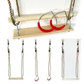 Produktbild: 3in1 Schaukelset, Turnringe + Holztrapez + Schaukelbrett incl. Seilset zum Einhängen (Turngeräte Set)
