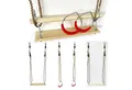 Produktbild: Loggyland Schaukelkombination Turngeräte-Set mit Schaukelsitz, Turnringen und Holztrapez, (4-tlg), mit Metallringen zum Aufhängen, für Garten und privaten Spielplatz