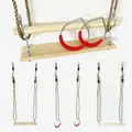 Produktbild: 3in1 Schaukelsitz Set Holztrapez Ringe Schaukelbrett Turnringe Metall Spielturm