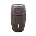 Produktbild: Regentonne rund Regenwassertank Barrique 250 Liter in braun aus UV- und witterungsbeständigem Material. Regenfass BZW. Regenwassertonne mit kindersicherem Deckel und hochwertigen Messinggewinde