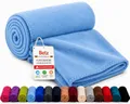 Produktbild: Betz Fleecedecke 130x170 cm 180g/m² – Weiche Wohndecke & Kuscheldecke – Flauschige Sofadecke als Tagesdecke – Leicht, wärmend & pflegeleicht – Farbe Hellblau