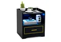 Produktbild: COSTWAY Nachttisch (1-St), LED, 3 Farben, mit Schublade&USB-Anschluss, Holz, Schwarz