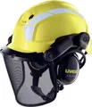 Produktbild: uvex Forsthelm Set Pheos Forestry 9774236 | Schutzhelm mit Gittervisier & Gehörschutz | SNR 30 dB | verstellbar | Gelb
