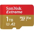 Produktbild: SanDisk 1TB Extreme microSD Speicherkarte (2022) 190MB/s & 130MB/s Lese/Schreibgeschwindigkeit, A2 C10 V30 UHS-I U3