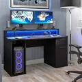 Produktbild: TEZAUR 9B Gaming Tisch Computertisch mit LED-Beleuchtung, von Forte - Schwarz