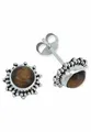 Produktbild: Ohrstecker 925 Silber Tigerauge brauner Stein Edelstein Ohrringe echt Silber Damen Sterling Silber Stecker Geschenk(MOS-082-18)
