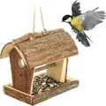 Produktbild: Relaxdays Vogelfutterhaus, Holz, Futterhaus zum Aufhängen, HBT: 18 x 13,5 x 19,5 cm, Futterstelle für Wildvögel, natur