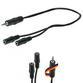 Produktbild: SCHWAIGER KHA4280 533 AUX Adapter Klinke 2x 3,5mm Klinkenbuchse auf 1x 3,5mm Klinkenstecker Knickschutz Audioadapter Klinkenanschluss 0,2m schwarz