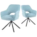 Produktbild: DUBI Möbel Esszimmerstühle 2er Set 360° drehbar mit Taschenfederkern, hoher Sitzkomfort, bis 150 kg belastbar, Stoff Hellblau, Robustes Metall-Kreuzgestell, modernes Design, Modell Mika-Ben