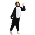 Produktbild: Corimori Jumpsuit Kinder Kostüm Jumpsuit Onesie verschiedene Designs (1-tlg) Fasching, Karneval, Tierkostüme Pinguin 110-116 Pinguinkostüm Kind schwarz Körpergröße 120cm (110-116)
