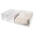 Produktbild: Spetebo Badezimmer Organizer transparent mit Deckel - 5er Set - Aufbewahrungs Boxen aus Kunststoff in 3 Größen - Mehrzweck Ordnungssystem Kästchen für Utensilien aus Küche Büro Schlafzimmer
