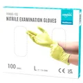 Produktbild: EUROPAPA® 100x Nitrilhandschuhe Einweghandschuhe Einmalhandschuhe Untersuchungshandschuhe Nitril Handschuhe puderfrei ohne Latex unsteril latexfrei disposible gloves (L, Gelb)