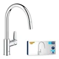 Produktbild: GROHE StartEdge, Küchenarmatur (Wasserhahn Küche mit ausziehbarer Brause, 360° Schwenkbereich, wassersparend dank variabler Mengenbegrenzung, werkzeugfreie Spülbecken-Montage), chrom, 30550000