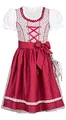 Produktbild: Nübler Kinderdirndl Doris 3-teilig - Mädchen Dirndl Set inkl. Bluse & Schürze, Blumenmuster, Rüschen-Ausschnitt, Beere & Dunkelblau - Hochwertige bayerische Tracht für Festliche Anlässe, Größe:98