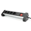 Produktbild: DIGITUS 4-fach Office Steckdosenleiste mit 2x USB Anschlüssen Alu Schalter