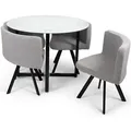 Produktbild: Milton & Oldbrook Essgruppe 5-teilig Sofia - Esstisch mit 4 Stühle Marmor Weiß - Weiß