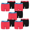 Produktbild: PUMA 10 er Pack Boxer Boxershorts Jungen Kinder Unterhose Unterwäsche, Farbe:786 - Red/Black, Bekleidung:128