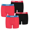Produktbild: PUMA 4 er Pack Boxer Boxershorts Jungen Kinder Unterhose Unterwäsche, Farbe:786 - Red/Black, Bekleidung:128