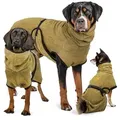 Produktbild: Rudelkönig Hundebademantel aus 100% Baumwolle, Saugstarker Hundebademantel, Hunde Bademantel, Kuscheliges Hundehandtuch grün M