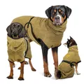Produktbild: RUDELKÖNIG Hundebademantel grün M – Saugstarker Trockenmantel aus 100 % Baumwolle für Hunde