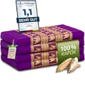 Produktbild: livasia Nachhaltige Klappmatratze aus Kapok - 200x80x8cm - Gästematratze mit Thaiseide, Matratze faltbar für Van, ökologische Yogamatte, Gästebett klappbar, Liege Garten Balkon (Lila/Elefanten Seide)