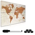 Produktbild: Navaris Magnettafel Magnetpinnwand Memoboard zum Beschriften - 60x40 cm Notiztafel div. Designs - Tafel abwaschbar mit Halterung Magneten Stift