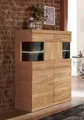 Produktbild: Home affaire Highboard Ribe,85cm breit,115cm hoch, Fronten Massivholz,4 breite Fächer, Korpus Holzwerkstoff,2Türen mit Glaseinsatz, Böden versetzbar