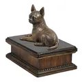 Produktbild: Art-Dog Custom Dog Mama Sitzende Statue Gedenkurne - Handgefertigte kaltgegossene Bronze auf Birkensockel - Urne für die Asche von Hunden - 24,5x29x21cm - 5l - Chihuahua