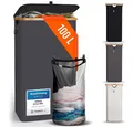 Produktbild: HENNEZ Wäschekorb mit Griff aus Bambus, 100 l – Wäschekorb mit Deckel, Dunkelgrau