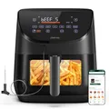 Produktbild: Chefree Heißluftfritteuse mit Sichtfenster, 6.5L Kapazität Airfryer,6-7 Portionen,8 in1,Drehfunktion,Thermometer-Sonde, Smart und Timer-Funktion,Antihaftbeschichtung, Spülmaschinenfest,Schwarz,AF500