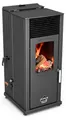 Produktbild: Babas Eco Hybridofen Pellets und Holz Kombiofen Kaminofen 8 kW Pelletofen ohne Strom Schwarz Holzofen Holz Ofen Kamin