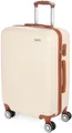 Produktbild: BRUBAKER Hartschalen Koffer Paris - Reisekoffer Trolley mit Zahlenschloss, 4 Rollen und Komfort Tragegriffen - Rollkoffer 43 x 66,5 x 26 cm - ABS Hartschalenkoffer (L - Creme Weiß und Hellbraun)